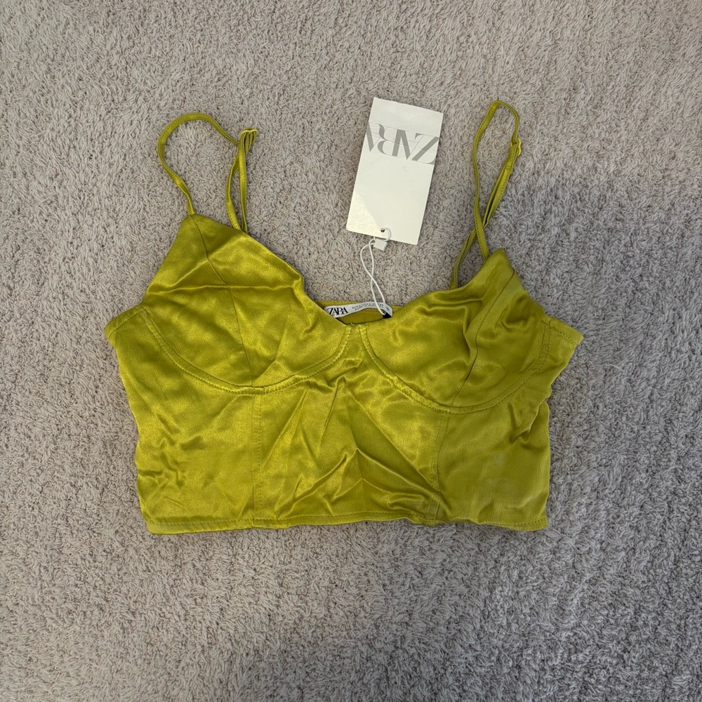 Zara Women's Green Satin Top